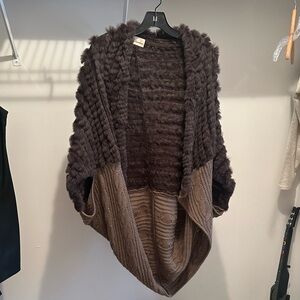 Cozy Two-Tone Brown Fur Knit Sweater